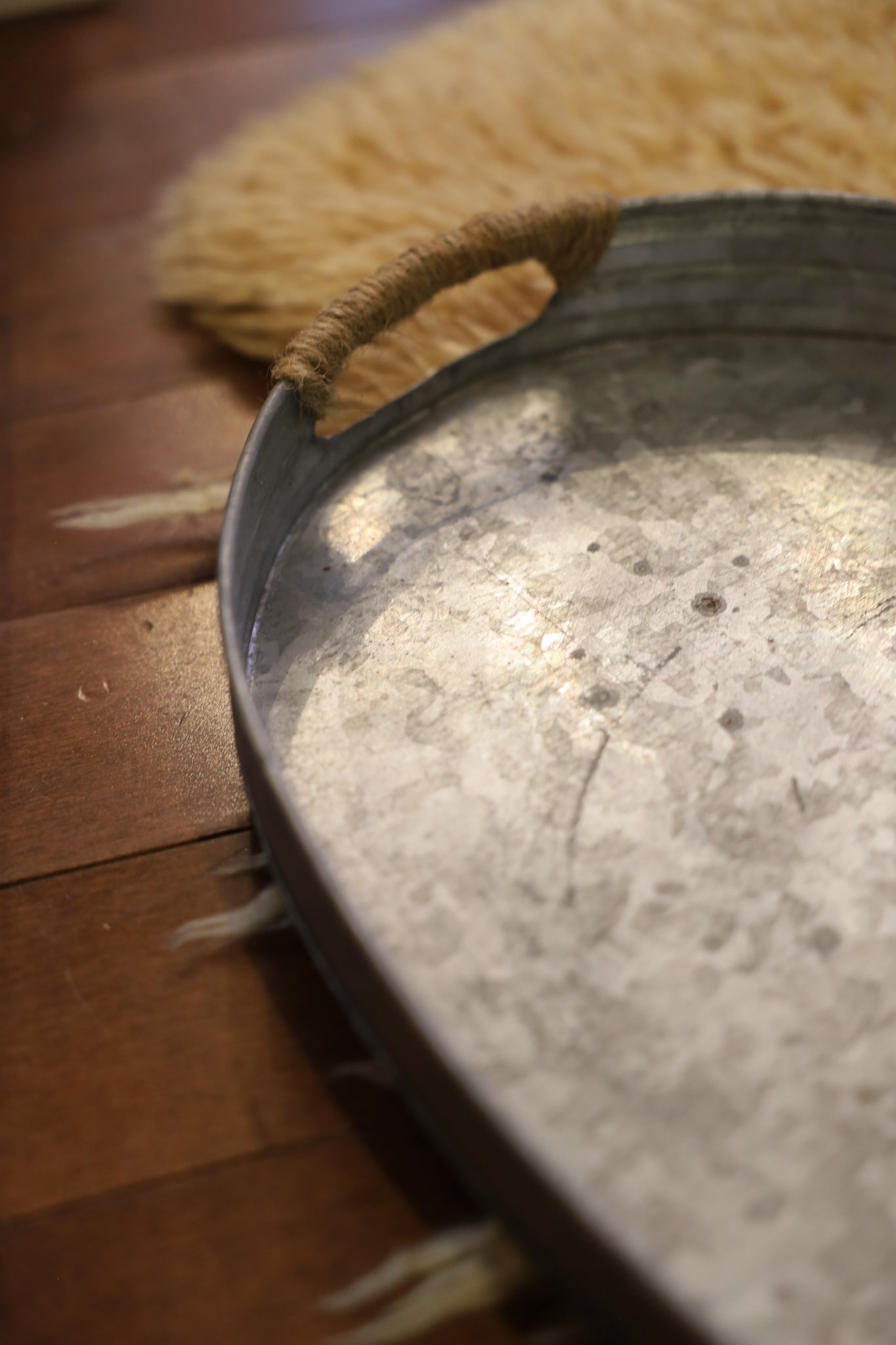 Metal Tray with Jute Handles