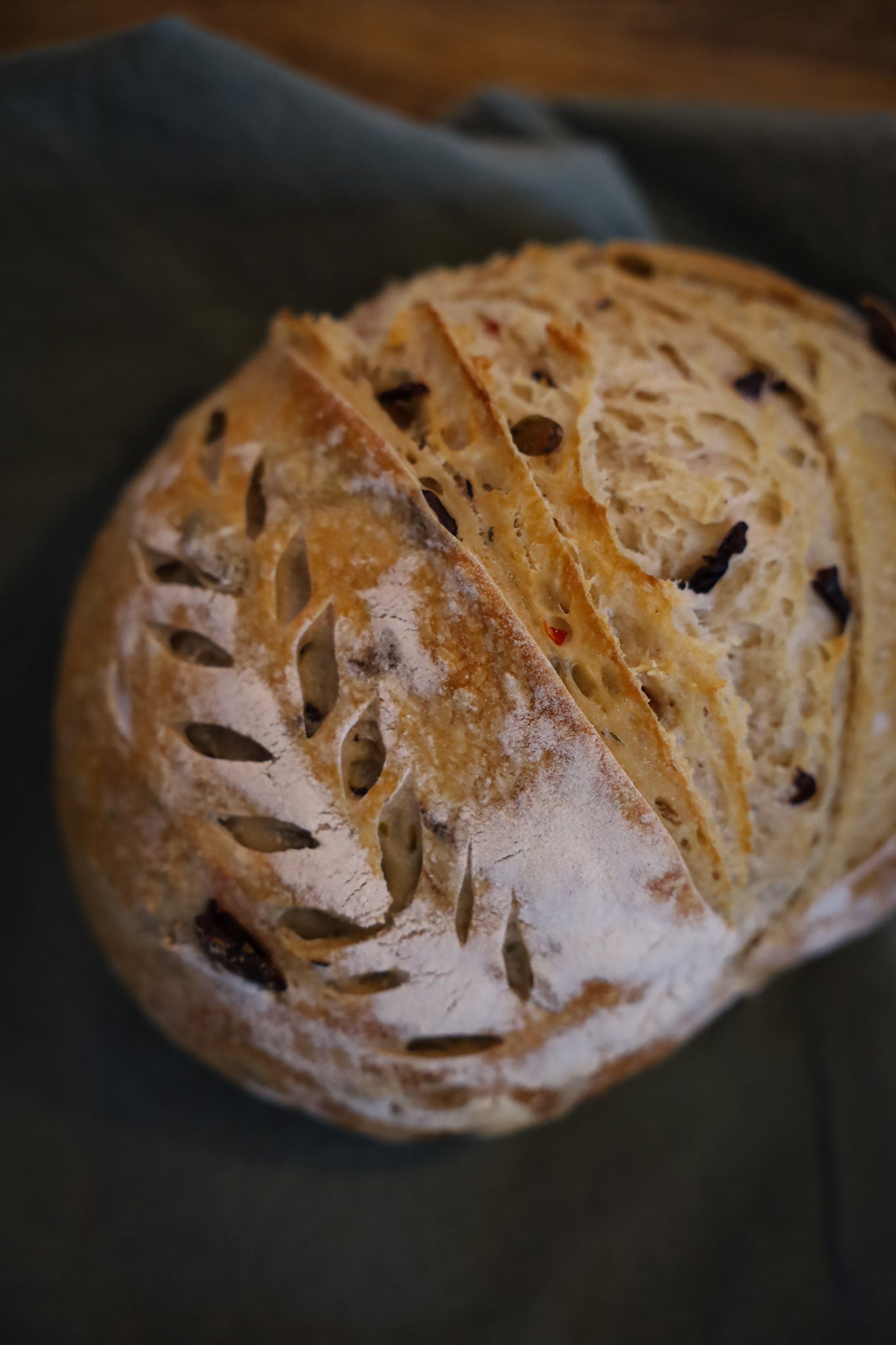 Olives and Rosemary Sourdough Bread
