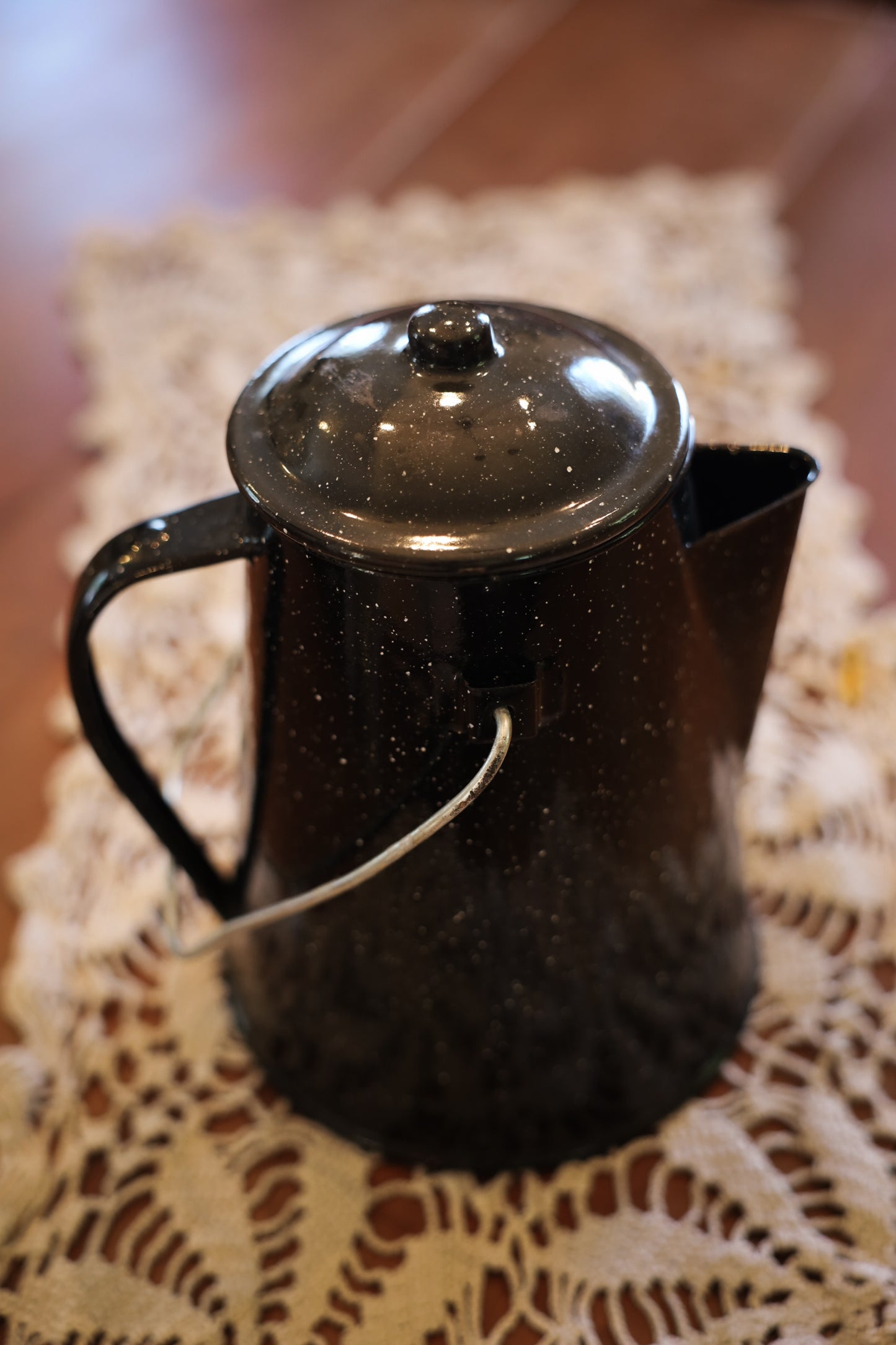 Black Enamel Tea Pot