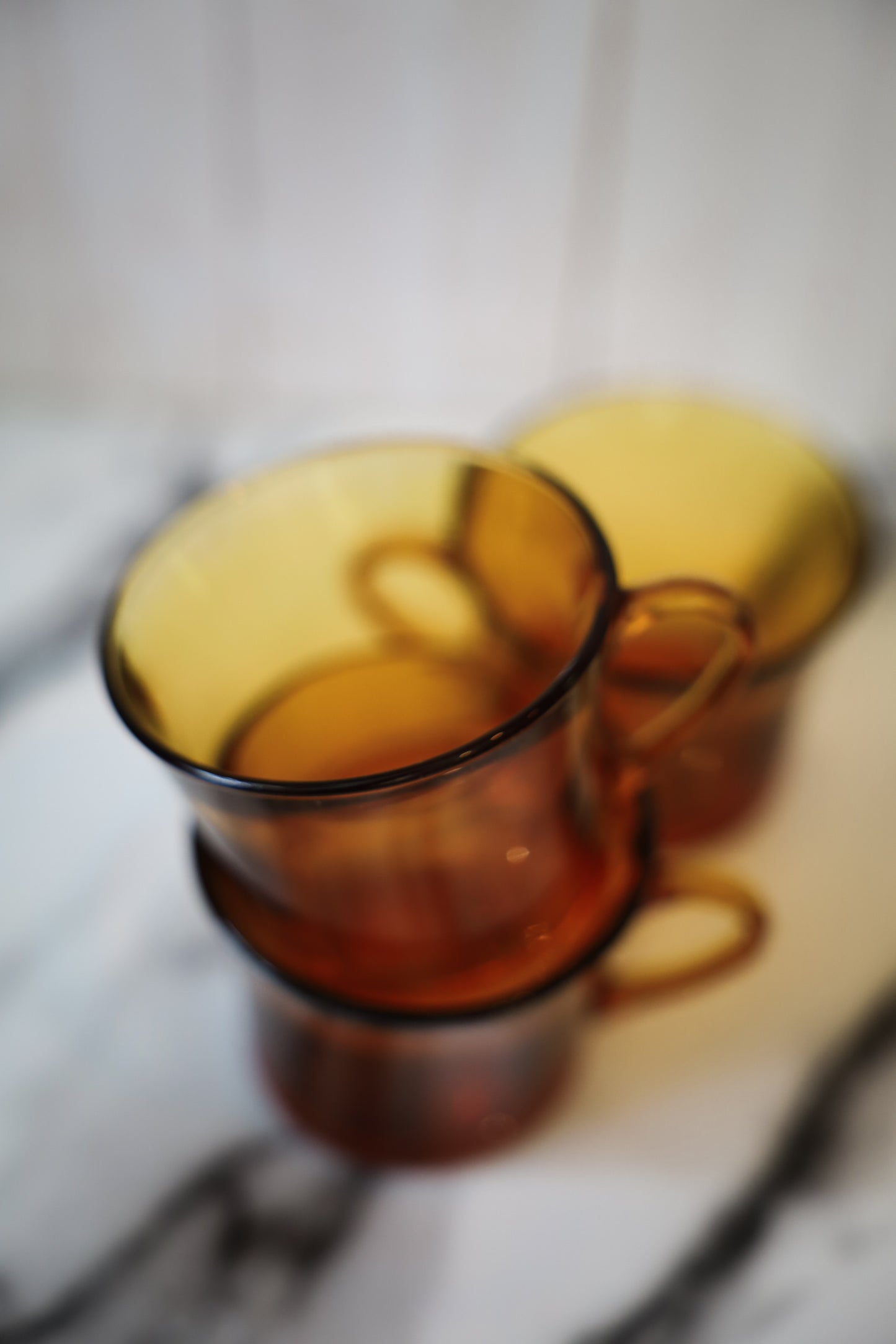 Amber Glass Mugs – Set of 6