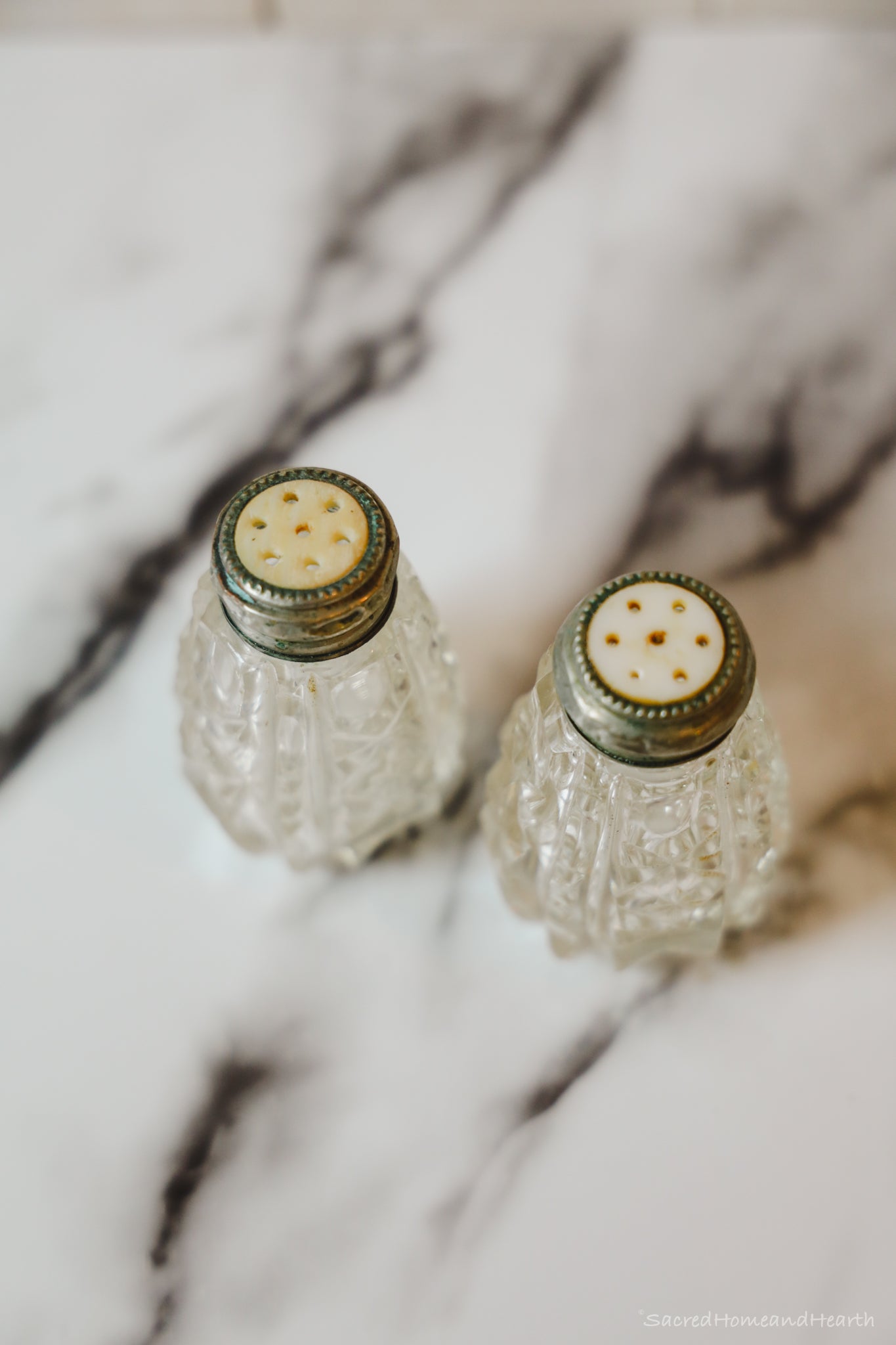 Vintage Glass Salt and Pepper Shakers