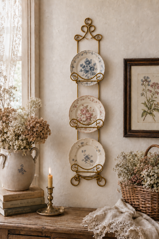 Vintage Brass Plate Rack