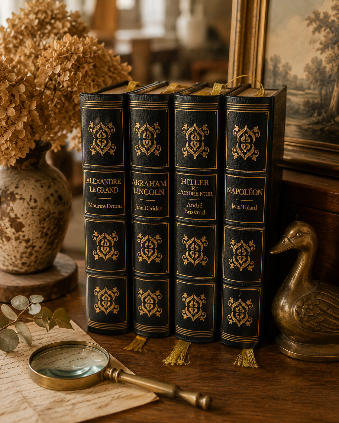 Set of Four French Decorative Biography Volumes