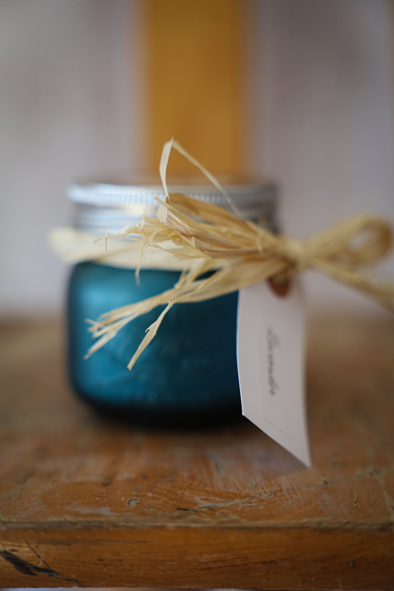Lavender Candle in Blue Jar