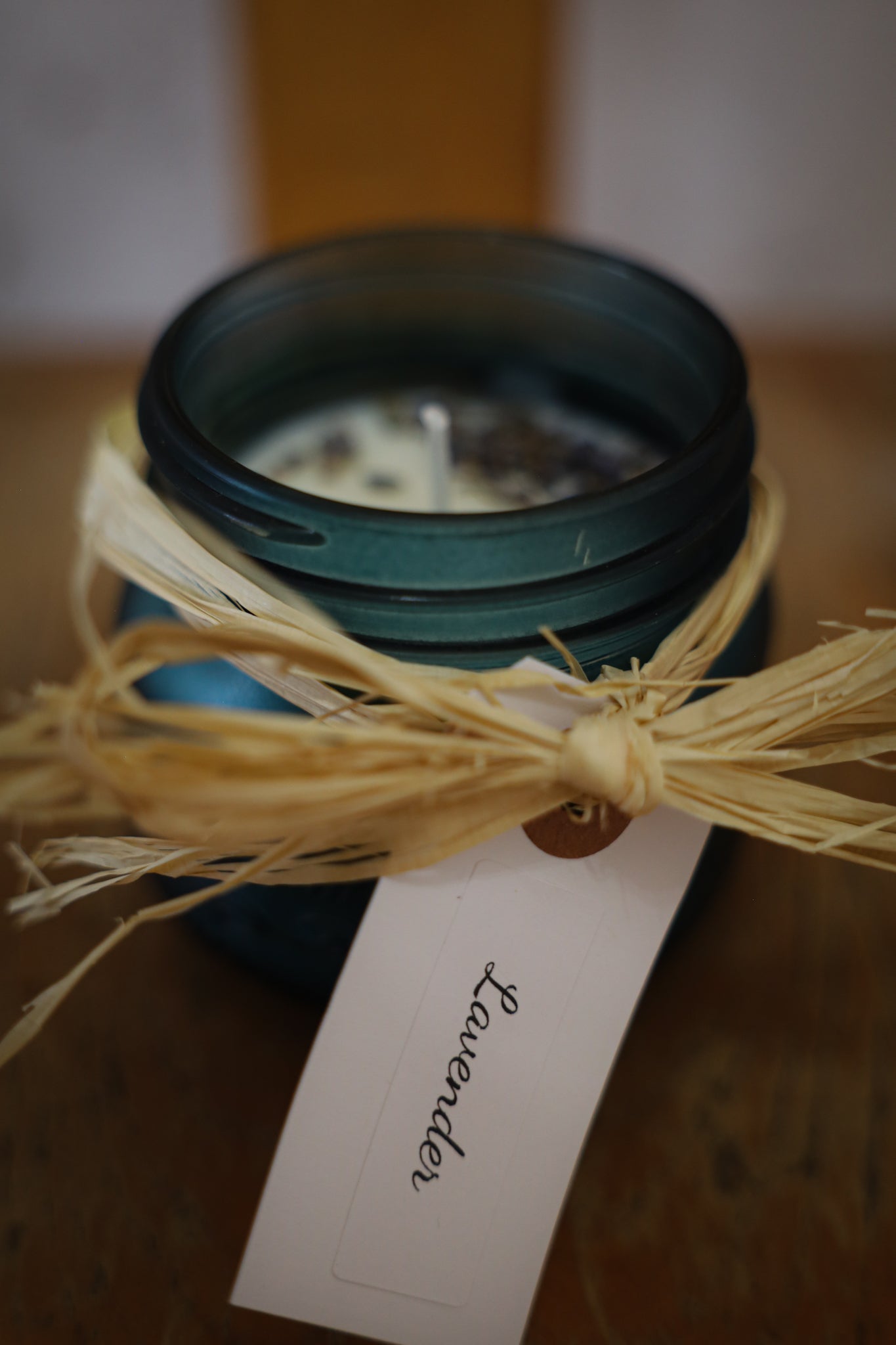 Lavender Candle in Blue Jar