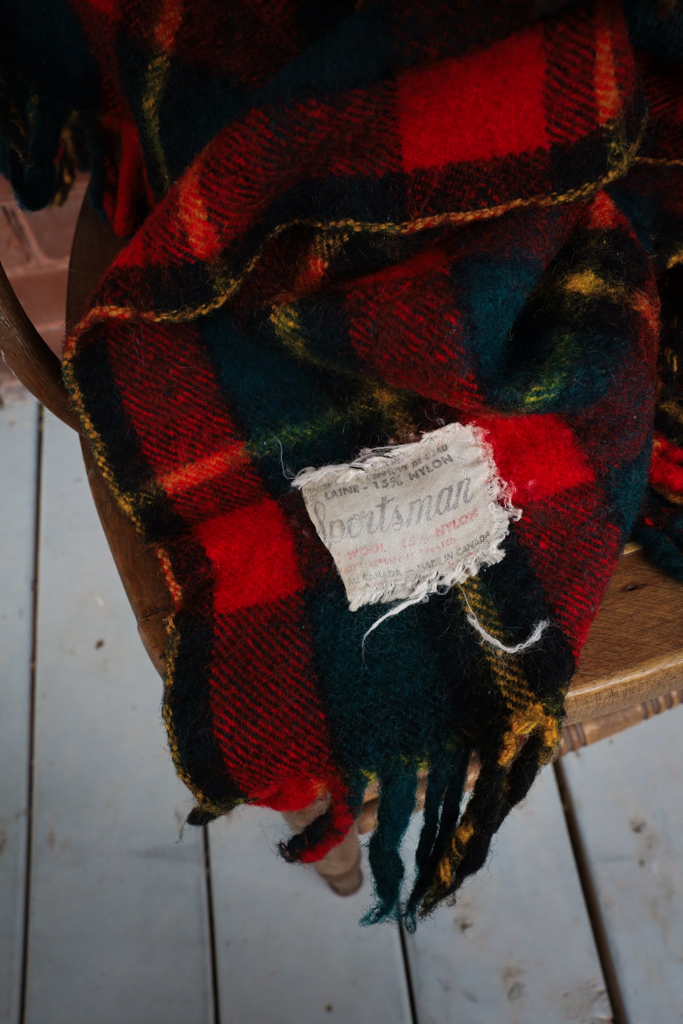 Festive Plaid Vintage Wool Blanket