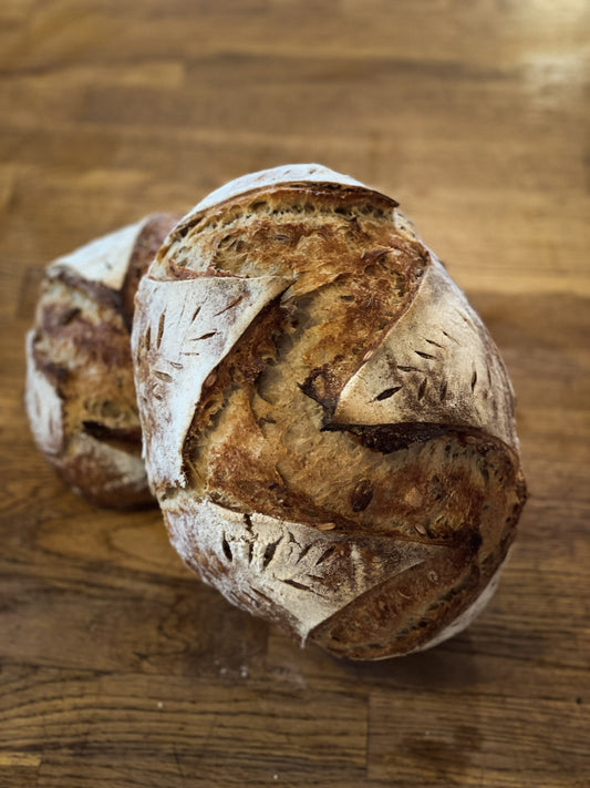 Caraway and Pumpkin Seeds Sourdough Bread