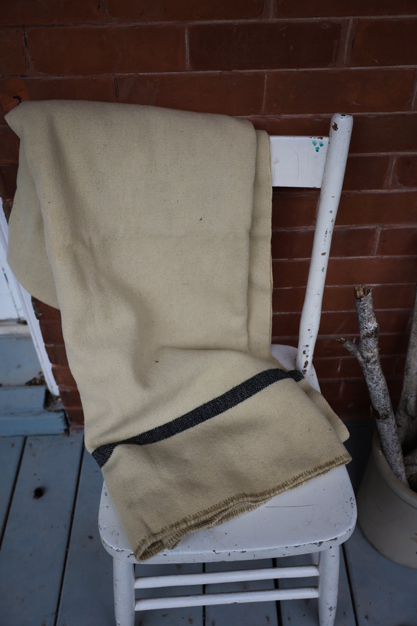 Beige Vintage Wool Blanket