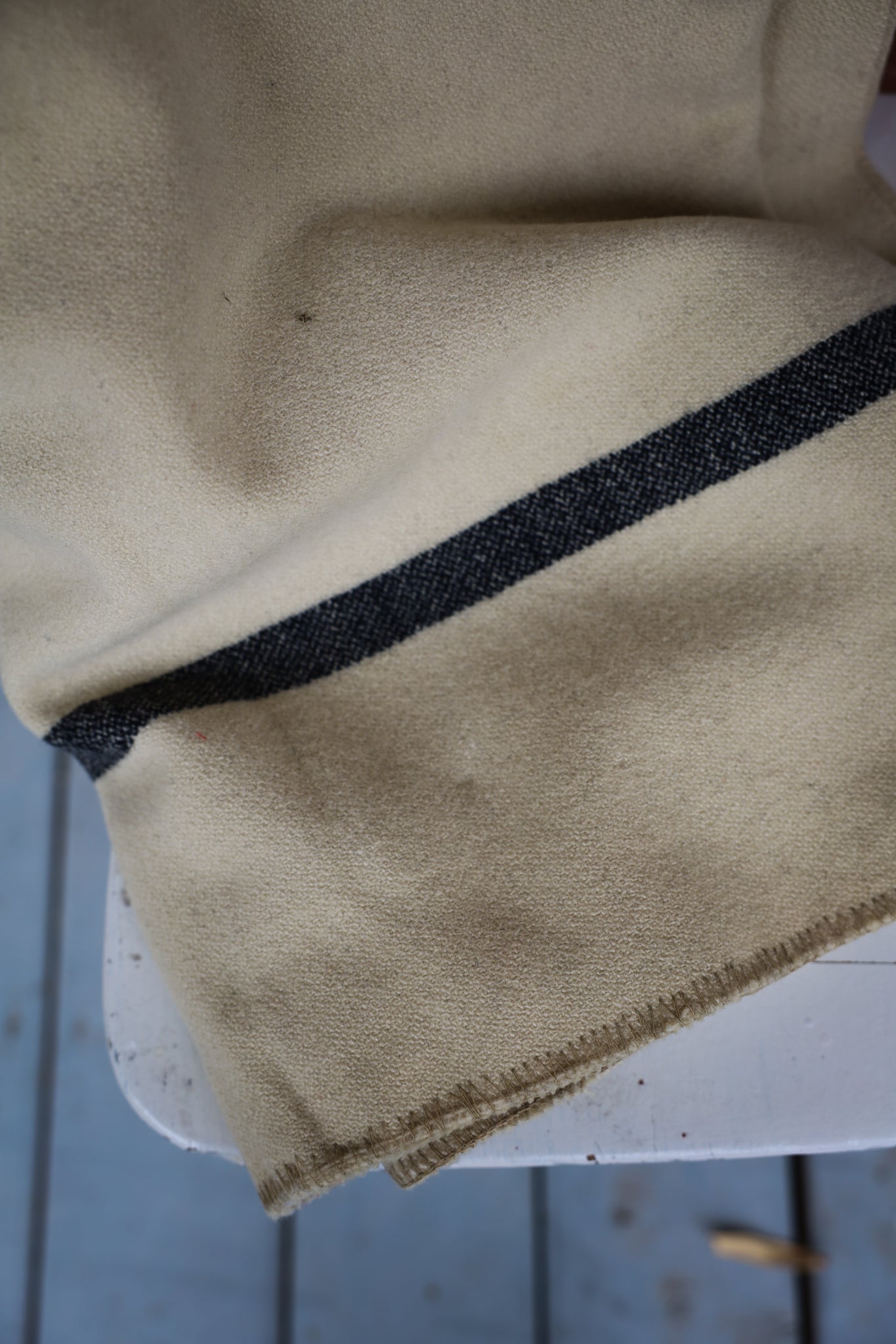 Beige Vintage Wool Blanket