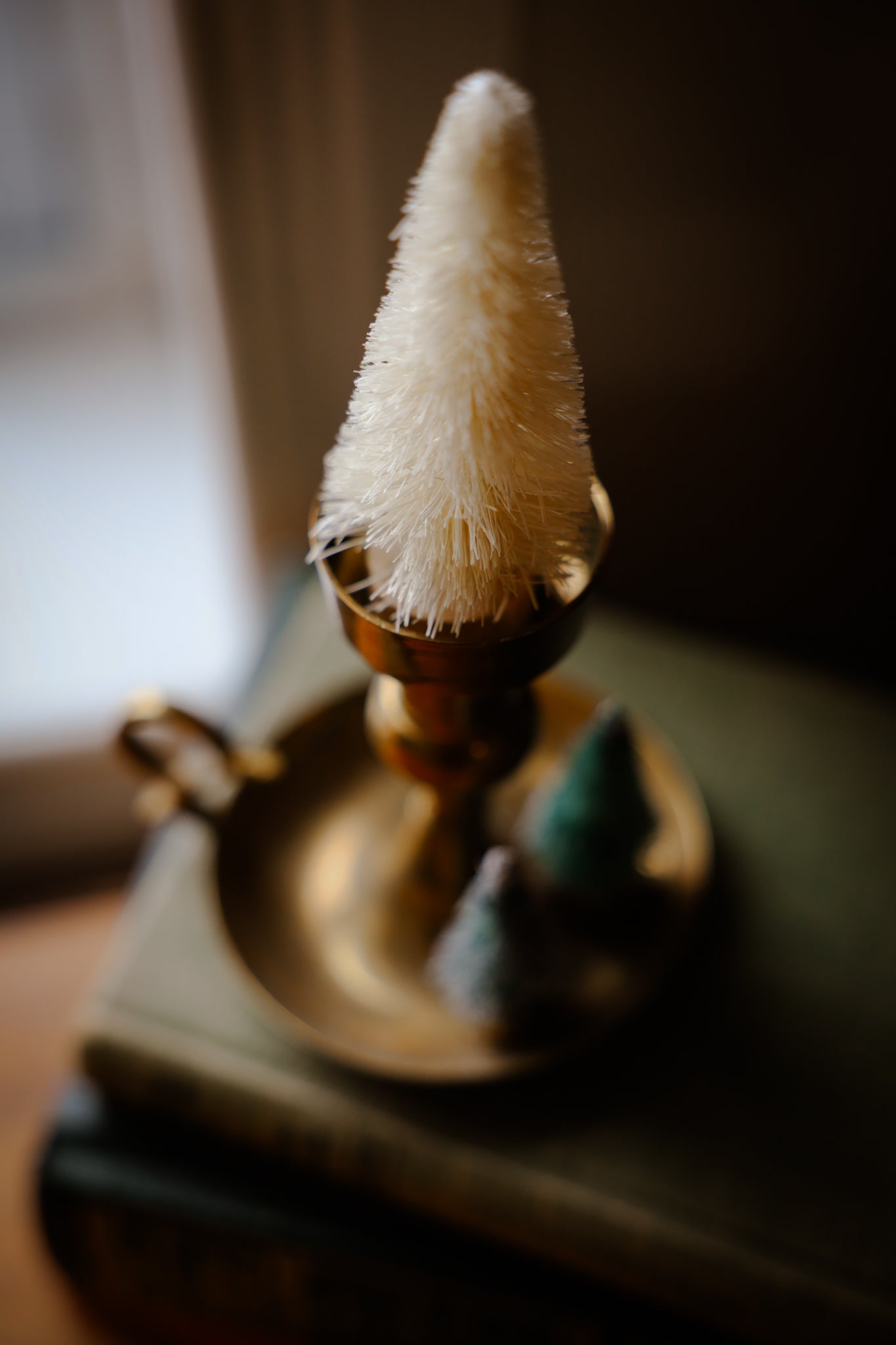 Winter Arrangement in Brass Candle stick holder