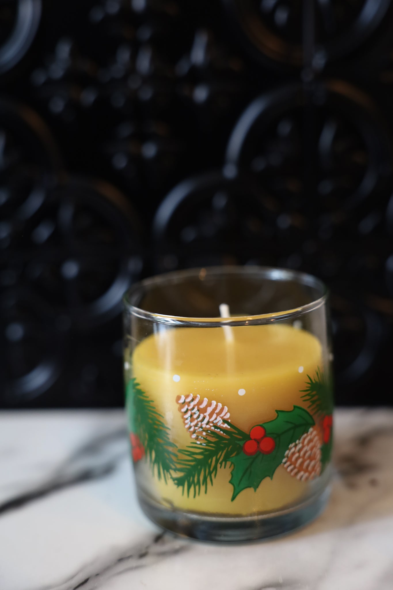 Beeswax Candle in Vintage Glass