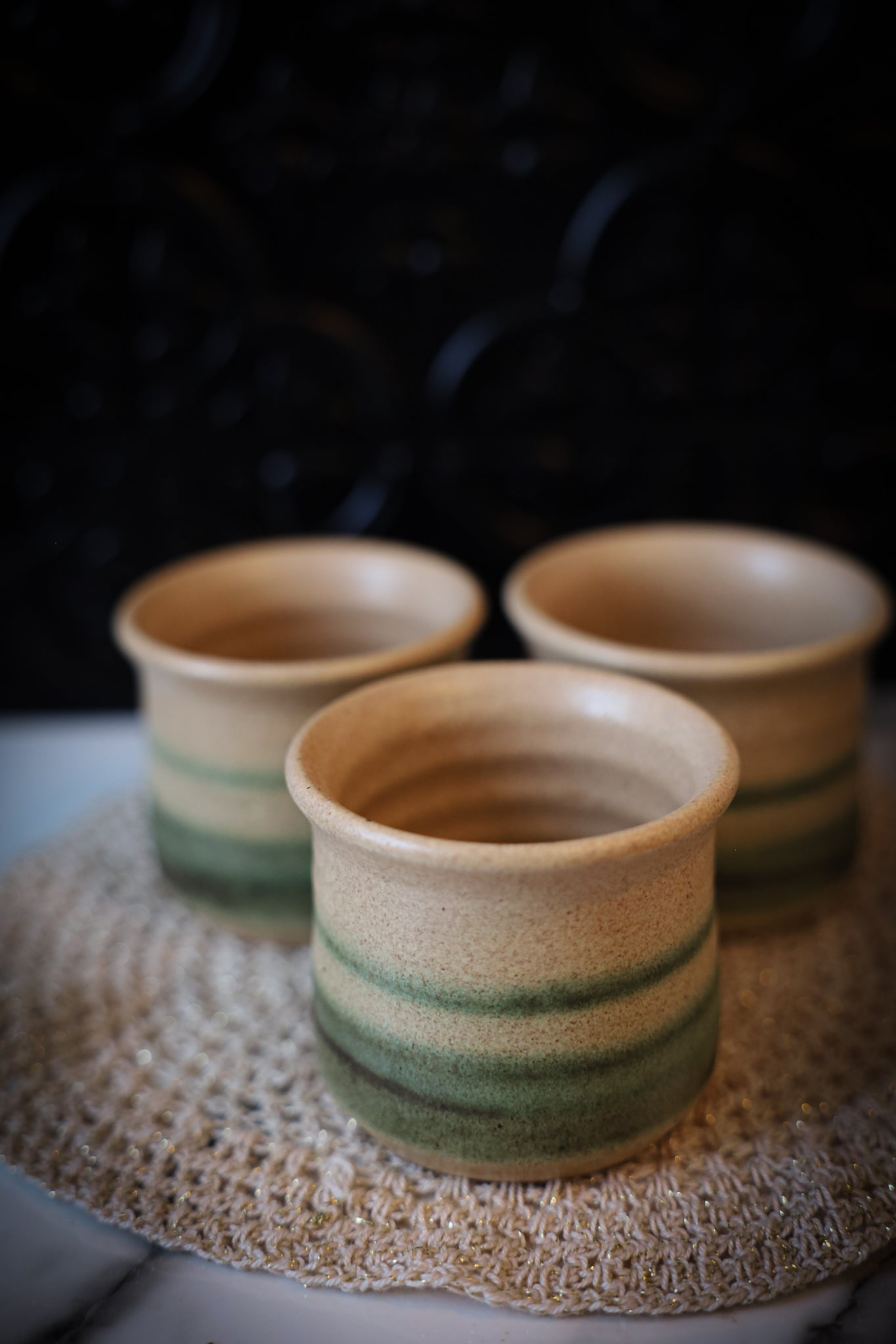Green Pottery Cups(set of 6)