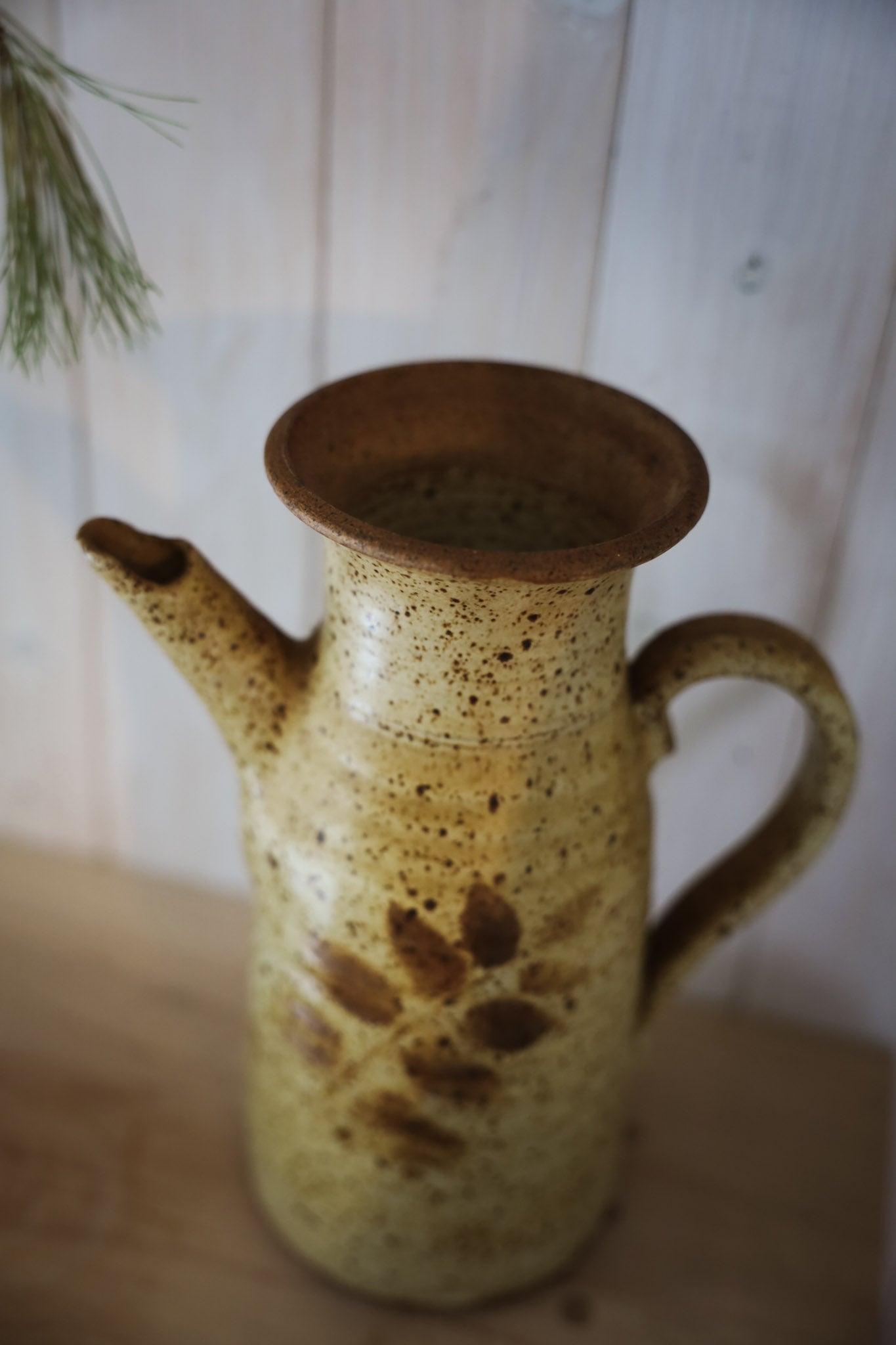 Beige Pottery Pitcher
