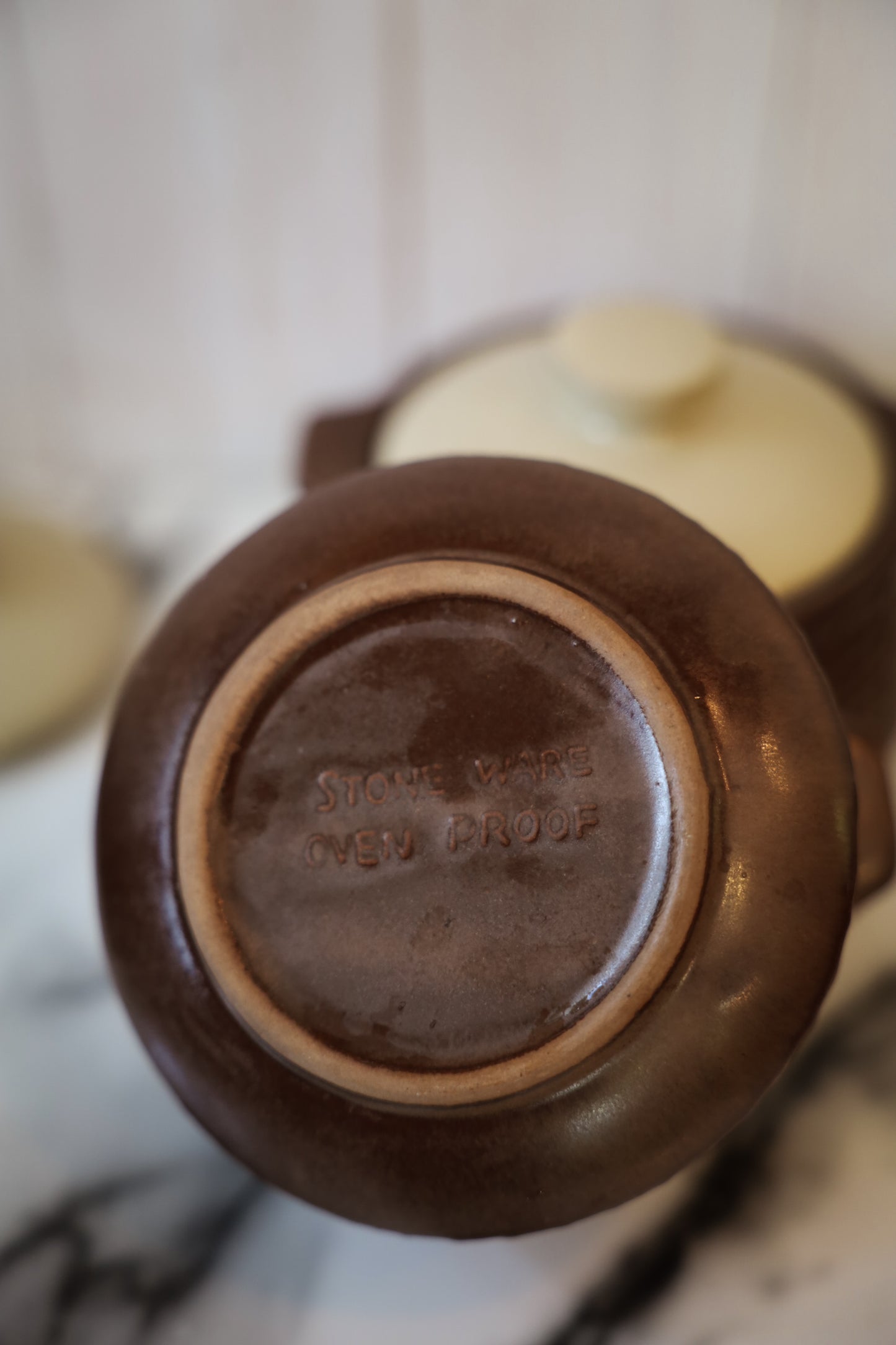 Vintage Brown Stoneware Covered Casserole Dishes – Set of 4
