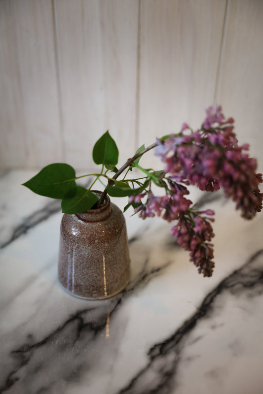 Small Brown Speckled Ceramic Bud Vase