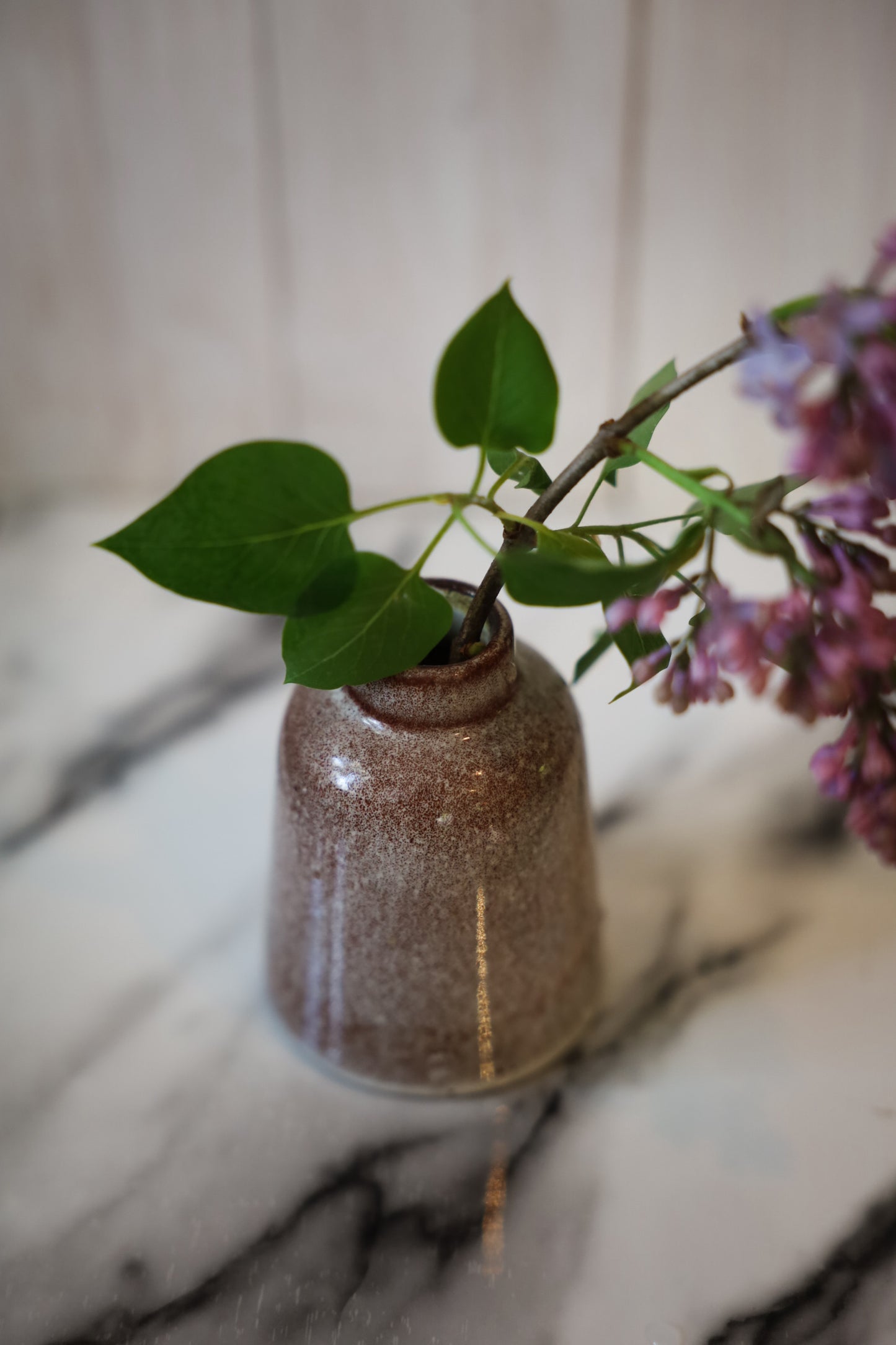 Small Brown Speckled Ceramic Bud Vase