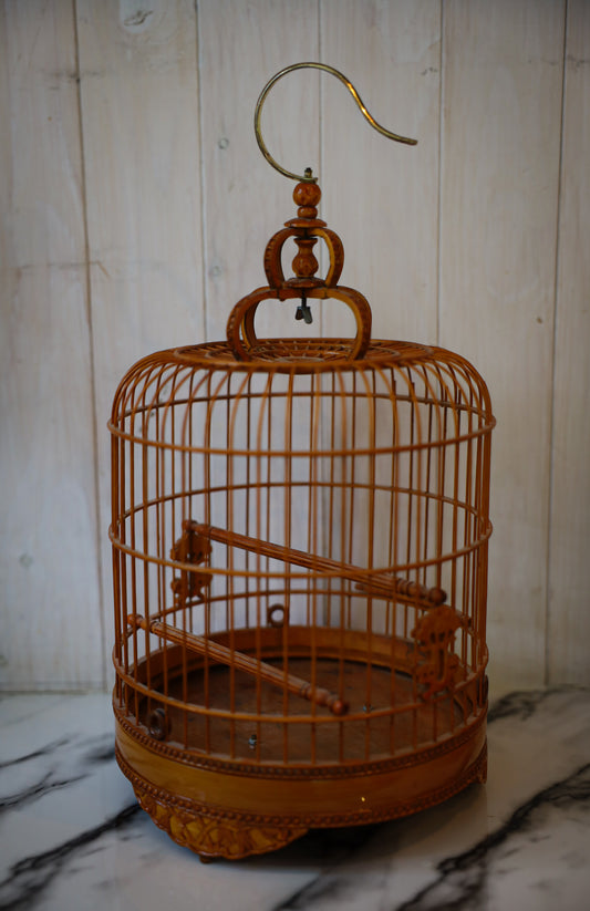 Vintage Bamboo-Style Decorative Bird Cage