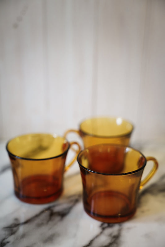 Amber Glass Mugs – Set of 6