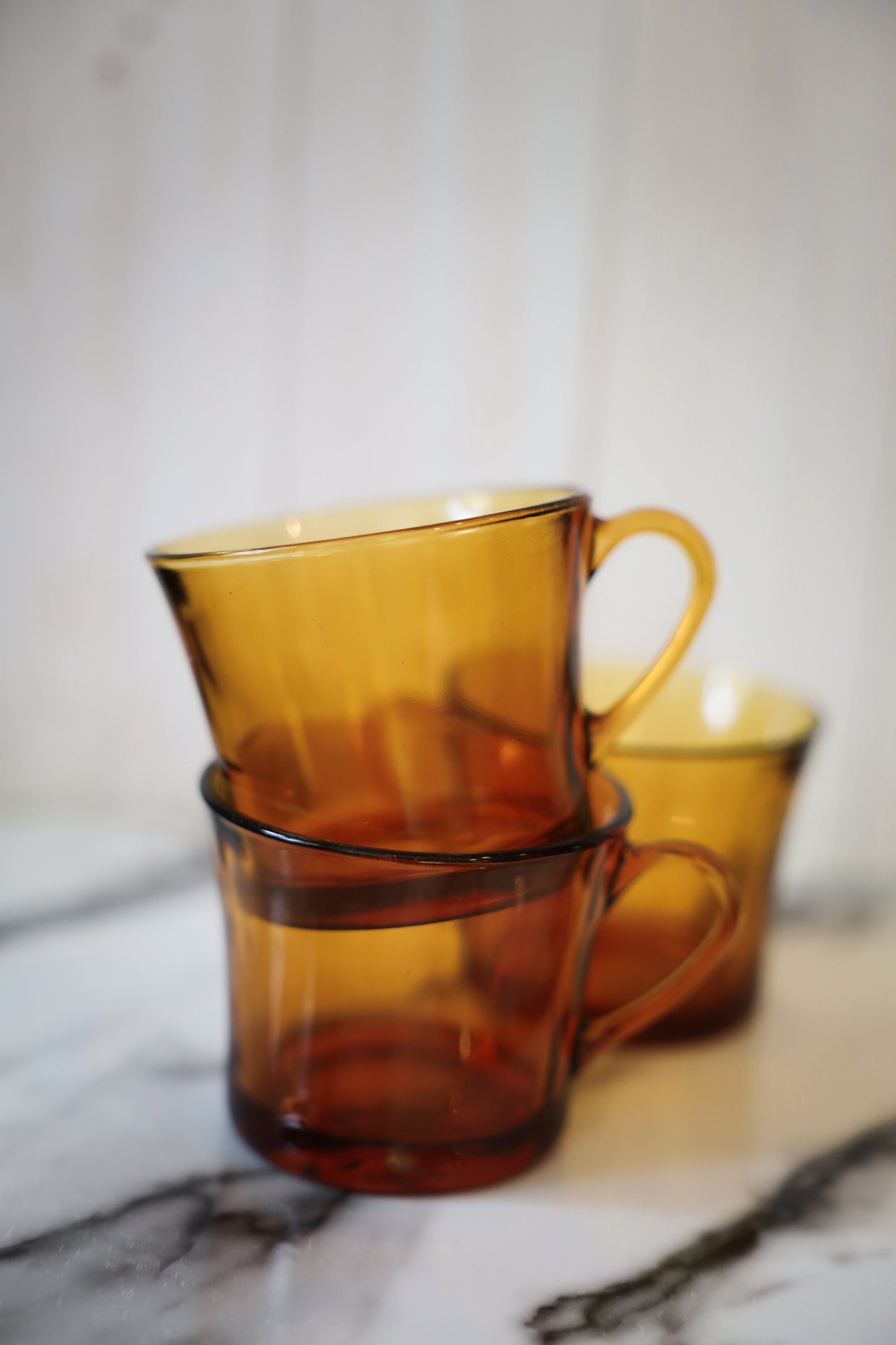 Amber Glass Mugs – Set of 6