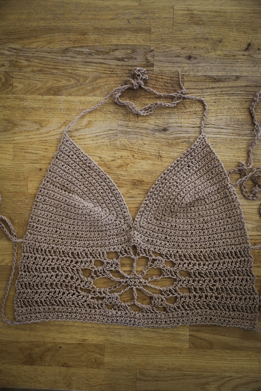 Hand-Crocheted Cotton Halter Top