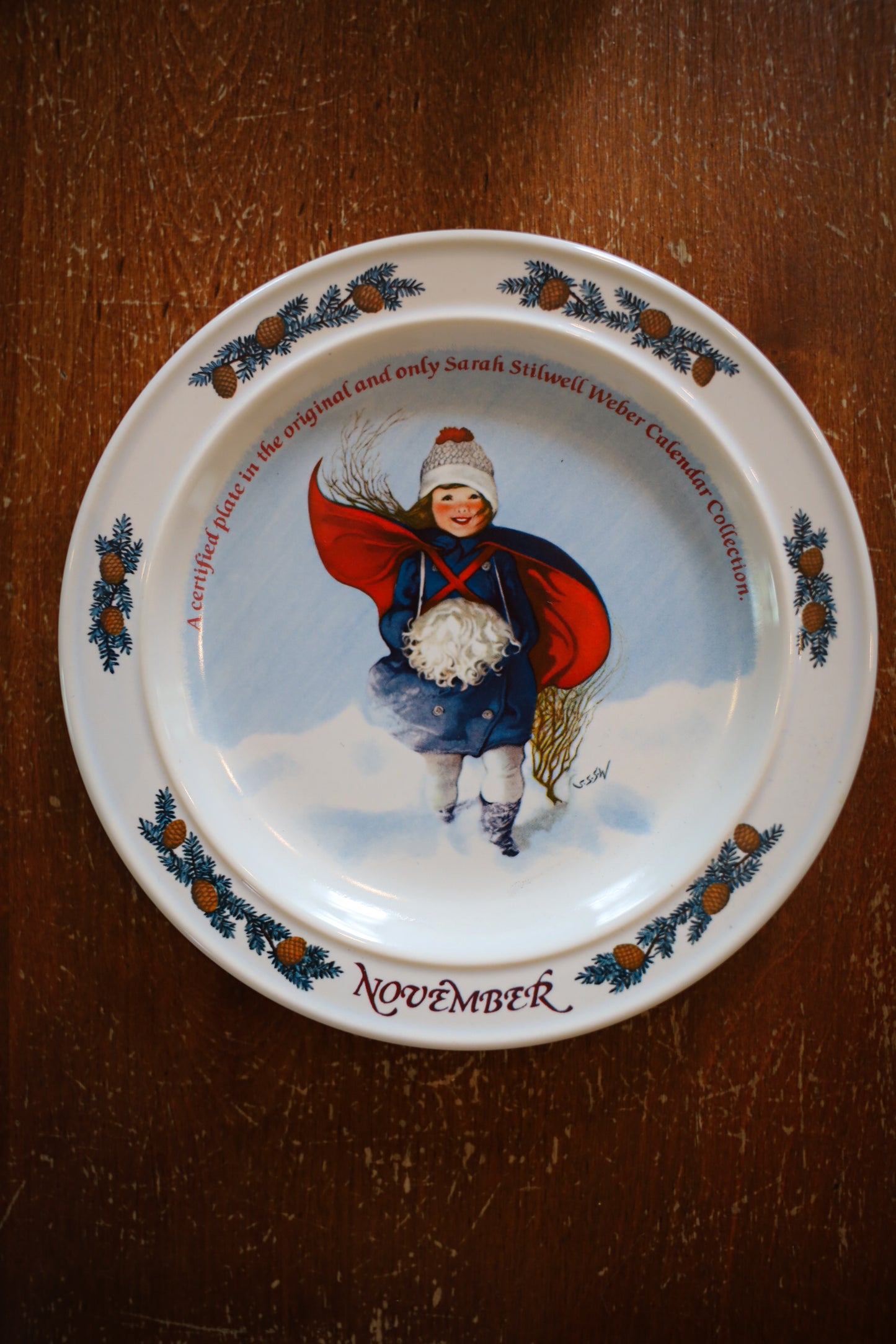 Vintage Four Seasons Collector Plate Display with Brass Wall Rack | Sarah Stilwell Weber Collection