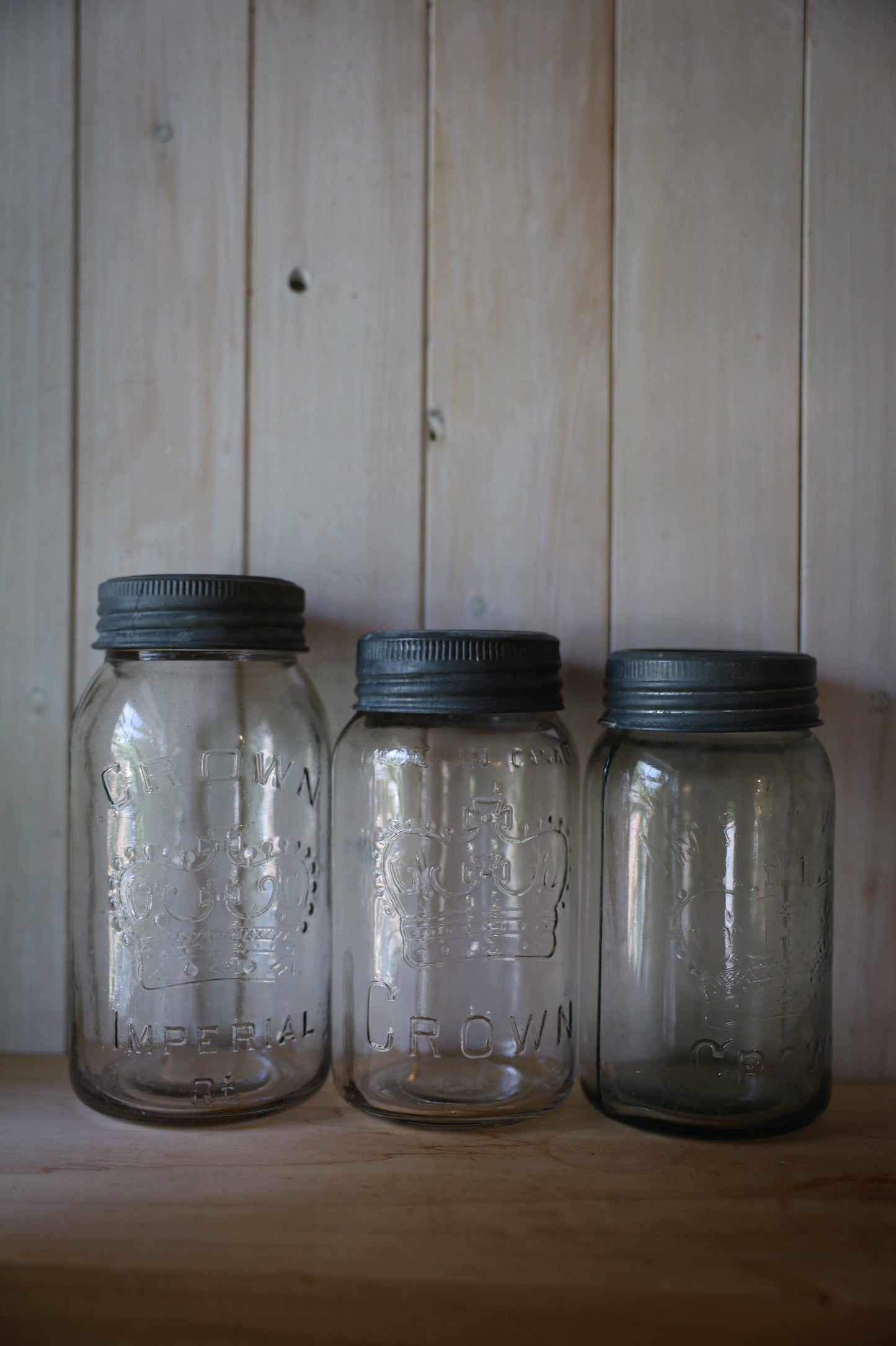 Vintage Imperial Crown Mason Jars — Set of Three