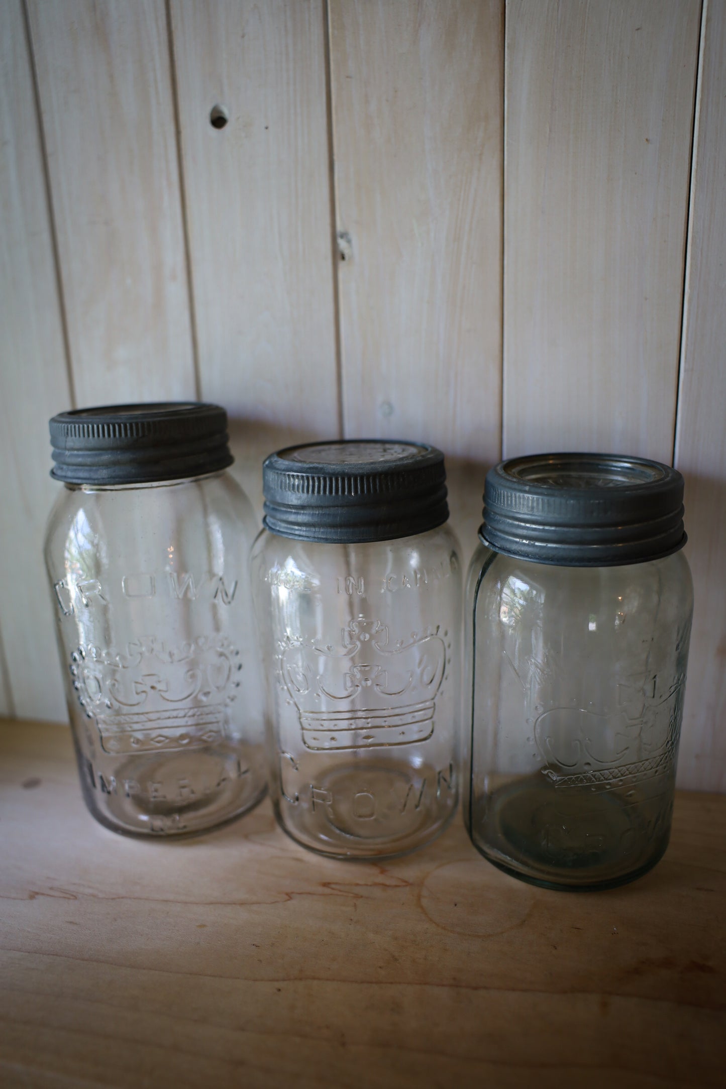 Vintage Imperial Crown Mason Jars — Set of Three