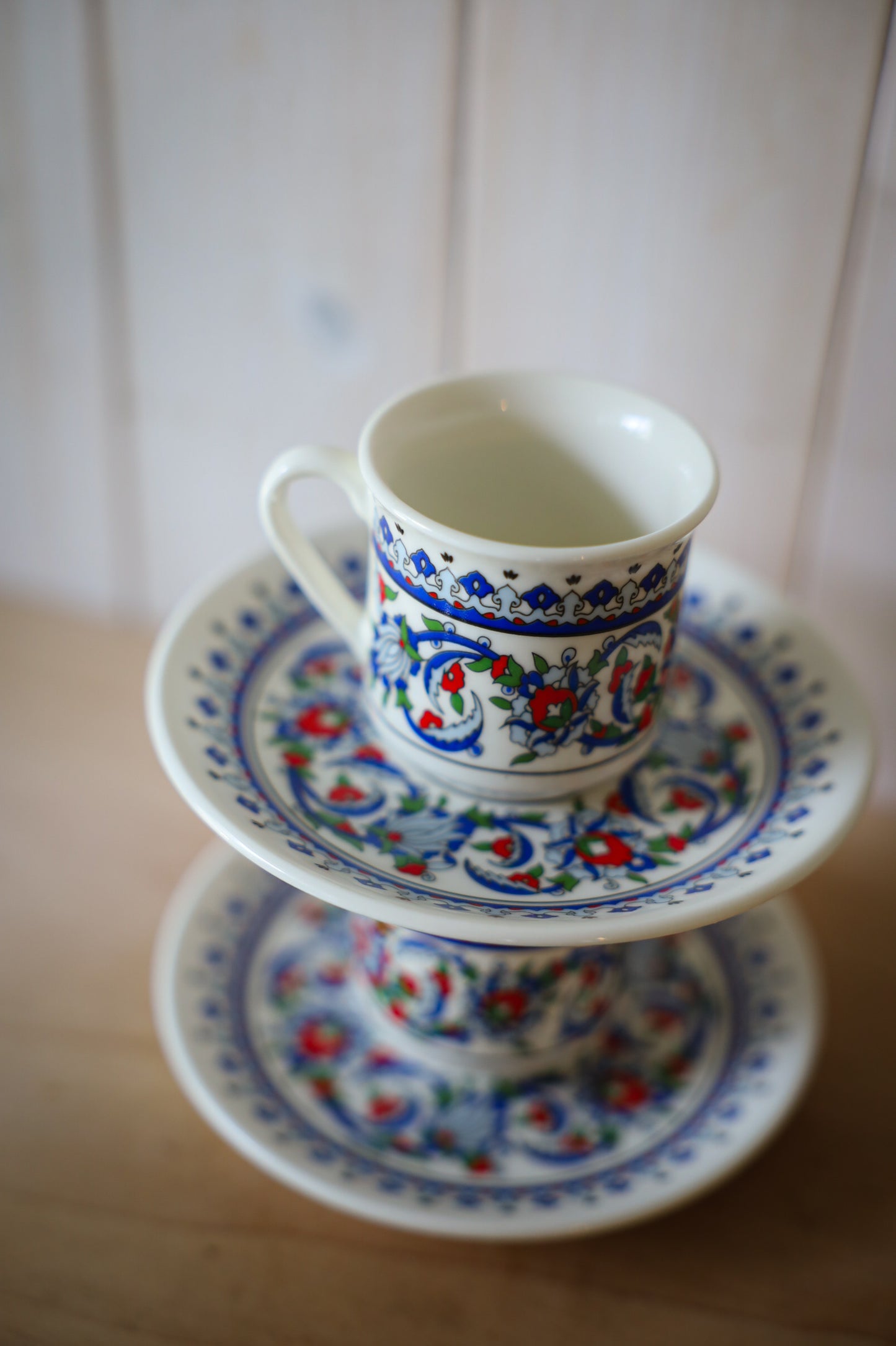 Floral Espresso Cups & Saucers — Set of Two