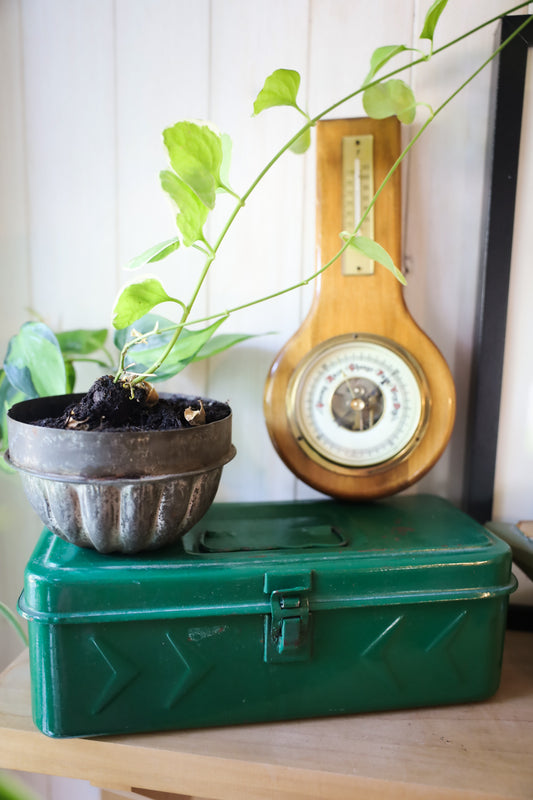 Vintage Green Metal Storage Box