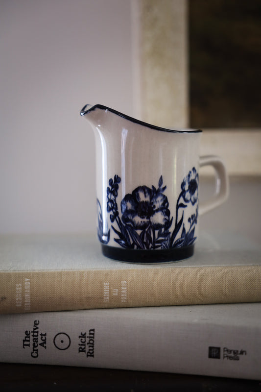 Blue & White Stoneware Pitcher