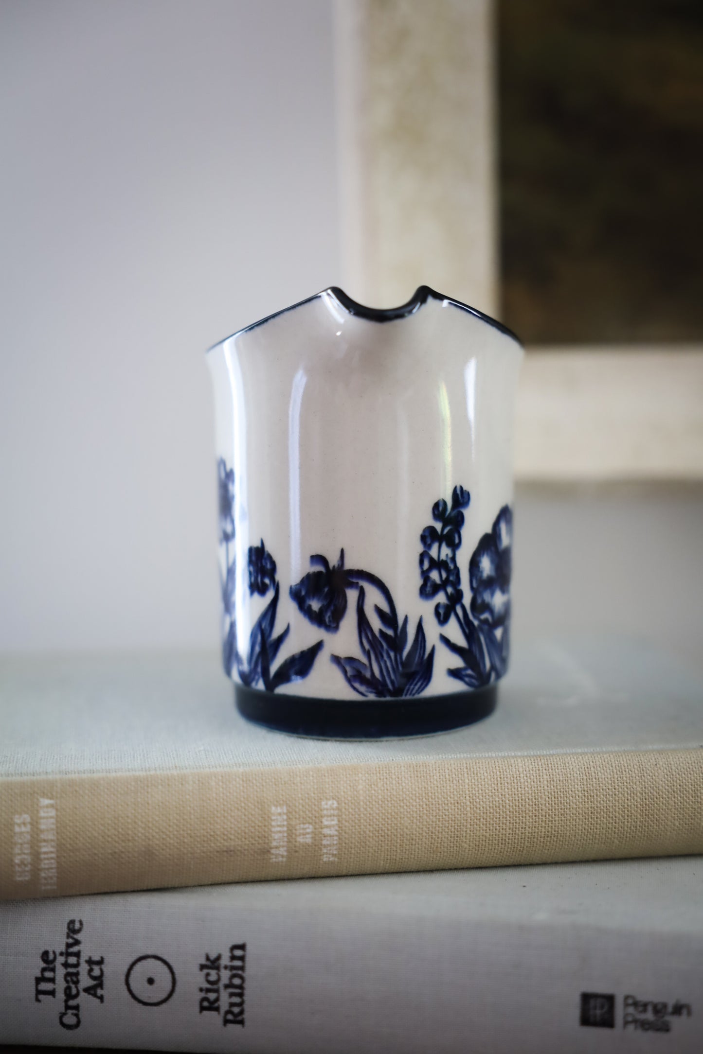 Blue & White Stoneware Pitcher