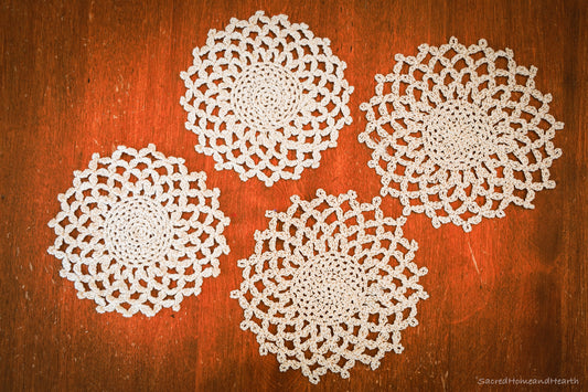 Set of 4 Doily Coasters